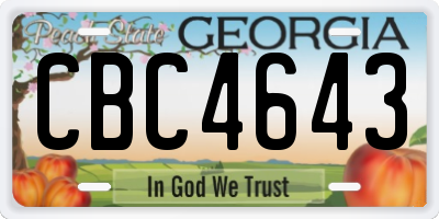 GA license plate CBC4643
