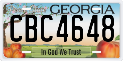 GA license plate CBC4648