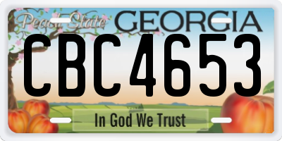 GA license plate CBC4653