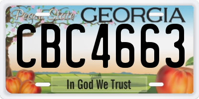 GA license plate CBC4663