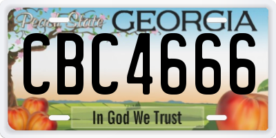 GA license plate CBC4666