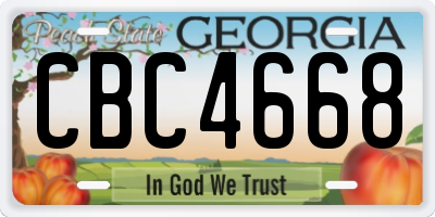 GA license plate CBC4668