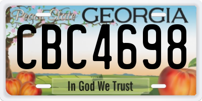 GA license plate CBC4698