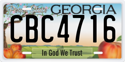 GA license plate CBC4716