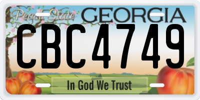 GA license plate CBC4749