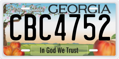 GA license plate CBC4752