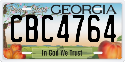 GA license plate CBC4764