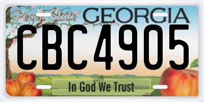 GA license plate CBC4905