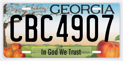 GA license plate CBC4907
