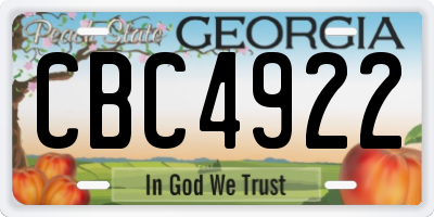 GA license plate CBC4922