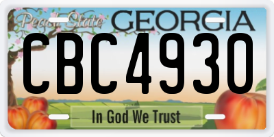 GA license plate CBC4930