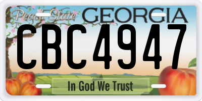 GA license plate CBC4947