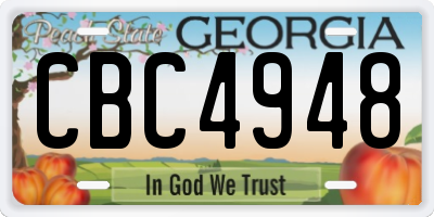 GA license plate CBC4948