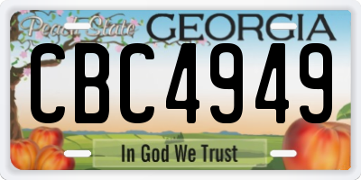 GA license plate CBC4949
