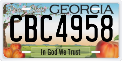 GA license plate CBC4958