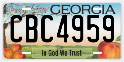 GA license plate CBC4959