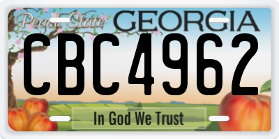 GA license plate CBC4962