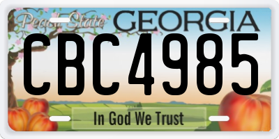 GA license plate CBC4985