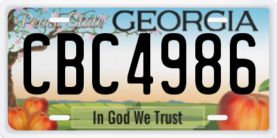 GA license plate CBC4986