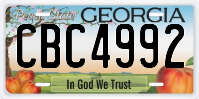 GA license plate CBC4992