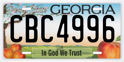 GA license plate CBC4996