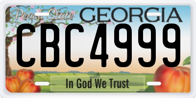 GA license plate CBC4999
