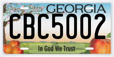 GA license plate CBC5002