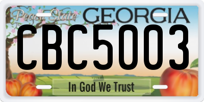 GA license plate CBC5003