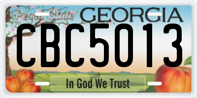 GA license plate CBC5013