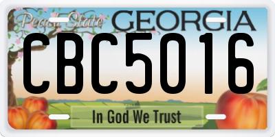 GA license plate CBC5016