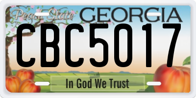 GA license plate CBC5017