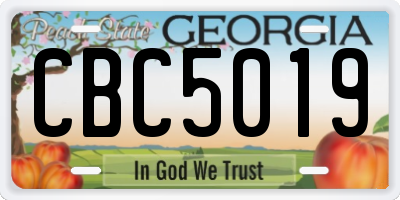 GA license plate CBC5019
