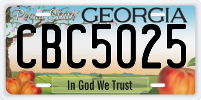 GA license plate CBC5025