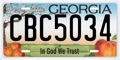 GA license plate CBC5034