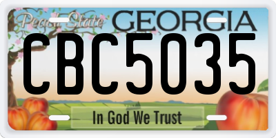 GA license plate CBC5035