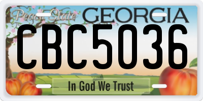 GA license plate CBC5036
