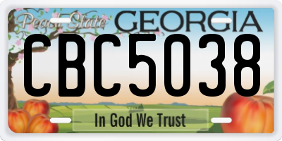 GA license plate CBC5038