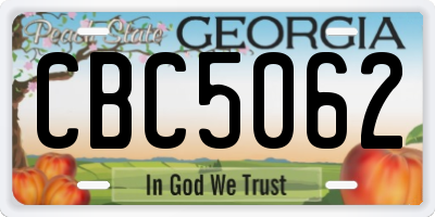 GA license plate CBC5062
