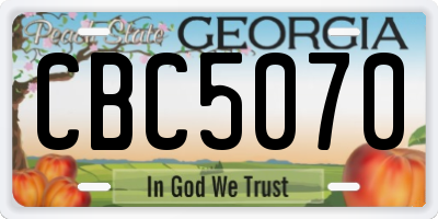 GA license plate CBC5070