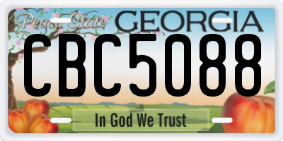 GA license plate CBC5088