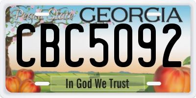 GA license plate CBC5092