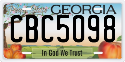 GA license plate CBC5098