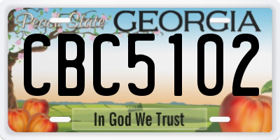GA license plate CBC5102