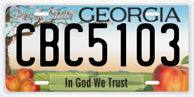 GA license plate CBC5103