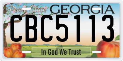 GA license plate CBC5113