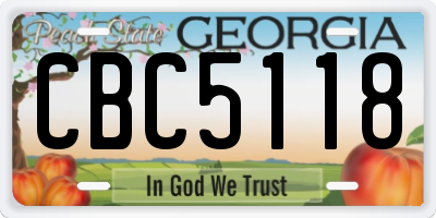 GA license plate CBC5118