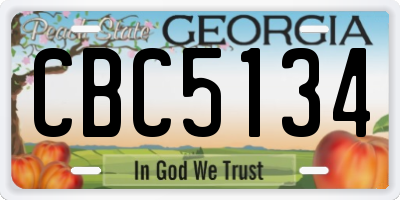 GA license plate CBC5134