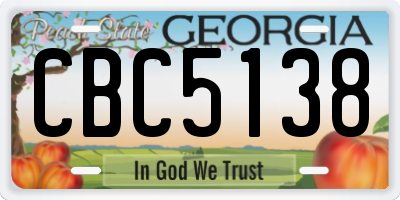 GA license plate CBC5138