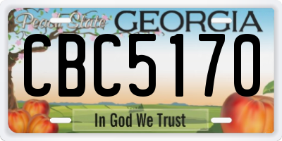 GA license plate CBC5170