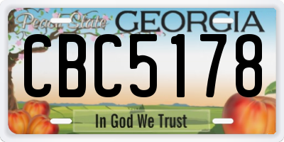 GA license plate CBC5178